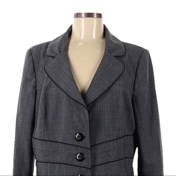 Classiques Entier Gray Wool Blend Fitted Blazer Jacket 16 Three Button Career - Picture 3 of 10